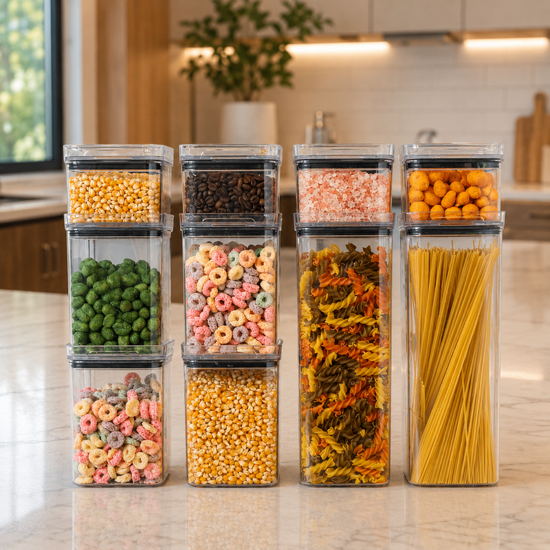 Kit 10 Potes Herméticos para Mantimentos de Acrílico