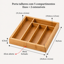 Organizador de Talheres de Bambu Ajustável