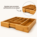 Organizador de Talheres de Bambu Ajustável