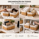 Kit 3 Cestos Organizadores de Bambu