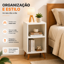 Mesa de Cabeceira Lateral Pequena Retrô 2 Nichos Moderna Compacta Quarto Decorativa Multiuso