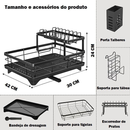 Escorredor de Louças Rack Aço Carbono Organizador Cor Preto